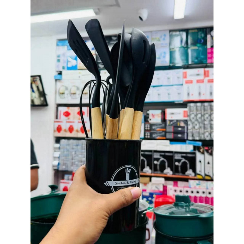 12 Pcs Silicon Cooking Spon Set ( Black Colour)