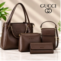 4pcs Combo Women Best Leather Tote Bag (Deep Coffee)