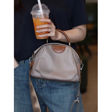 Fashion Cowhide Shoulder Bag (Grey)