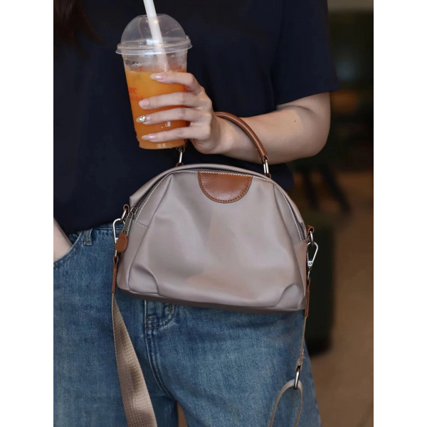 Fashion Cowhide Shoulder Bag (Grey)