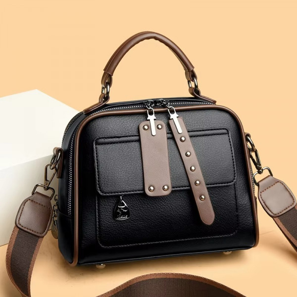 Genuine Soft Leather Handbag(Black)