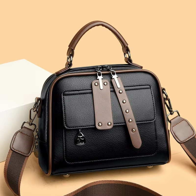 Genuine Soft Leather Handbag(Black)
