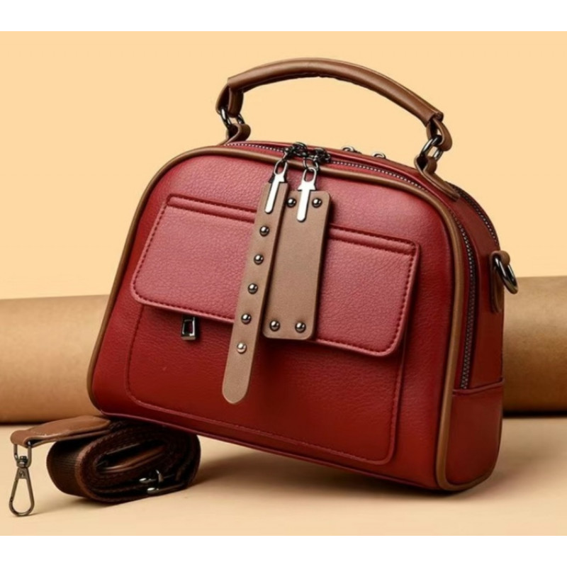 Genuine Soft Leather Handbag (Meroon )