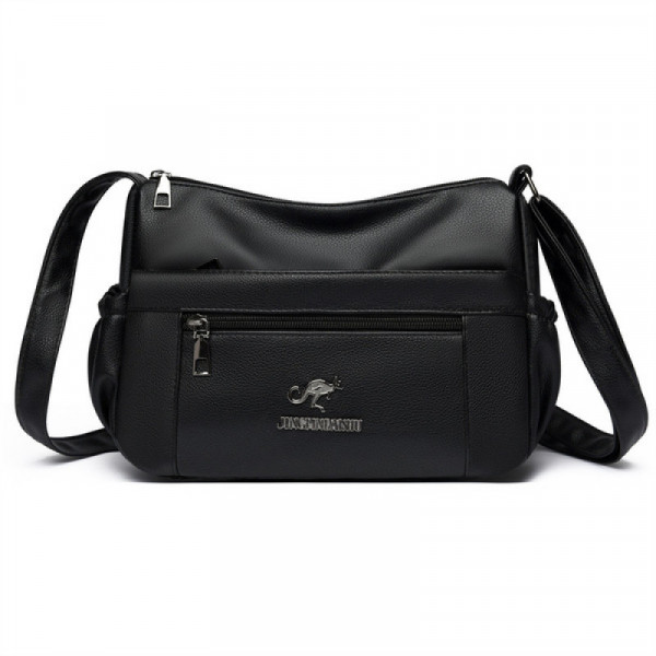 Soft Leather women cossbody bag (Black)