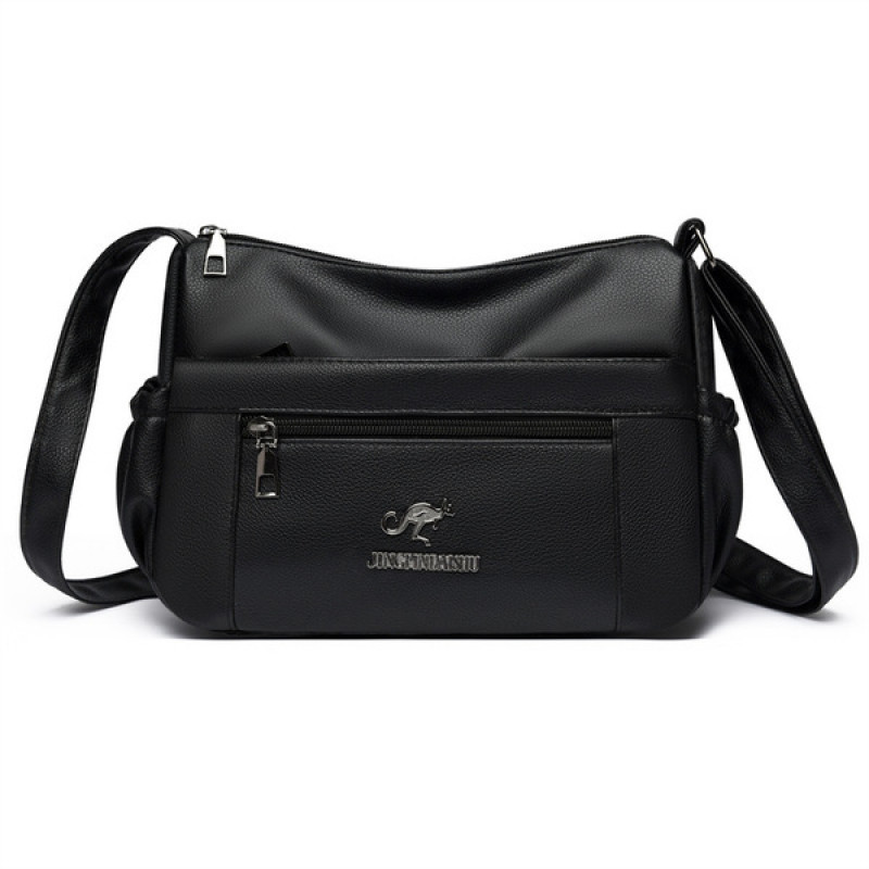 Soft Leather women cossbody bag (Black)