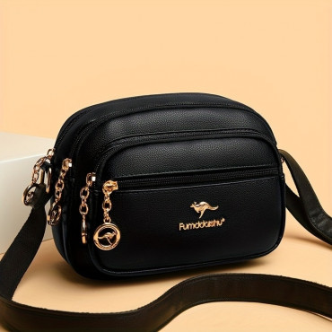 Kangaroo stylish 5 gippper Bag (black color)