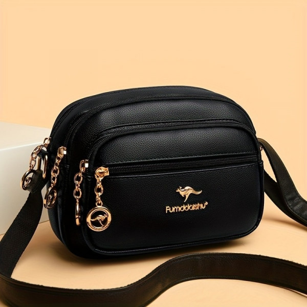 Kangaroo stylish 5 gippper Bag (black color)
