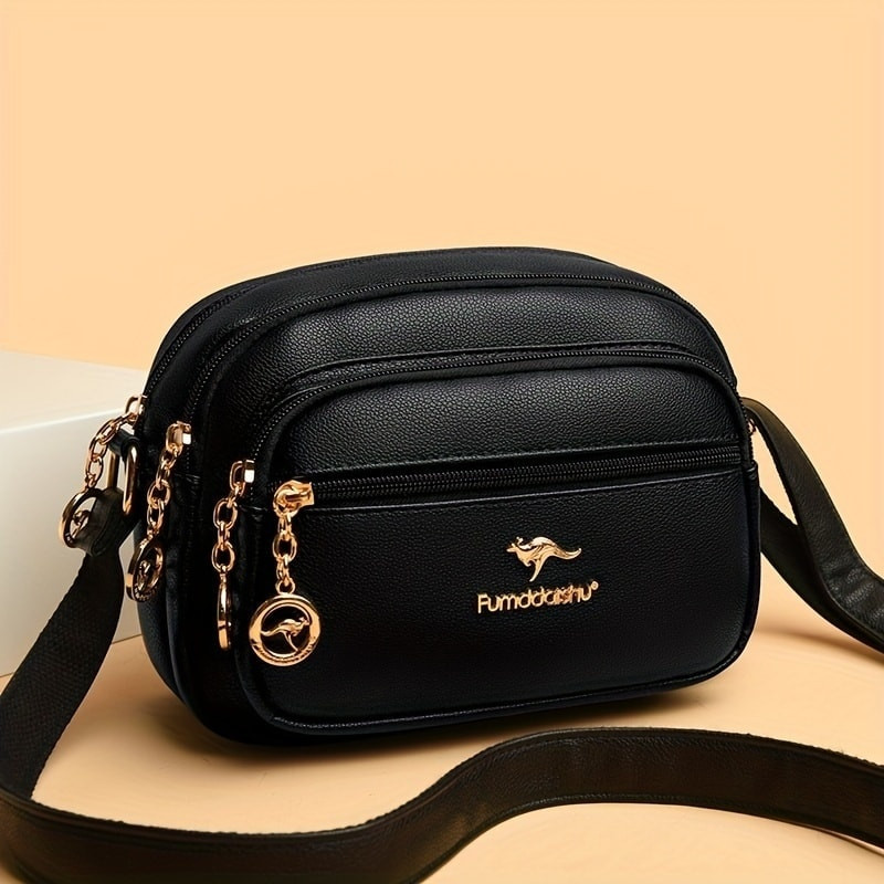 Kangaroo stylish 5 gippper Bag (black color)