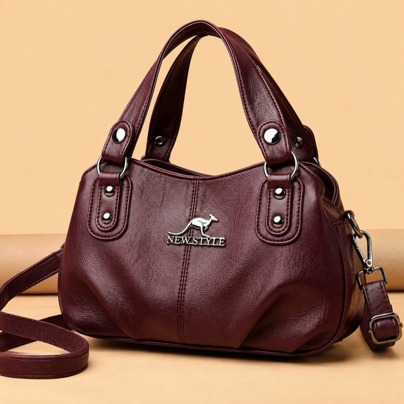 Premium 3-Layer Women’s Handbag (Purple)