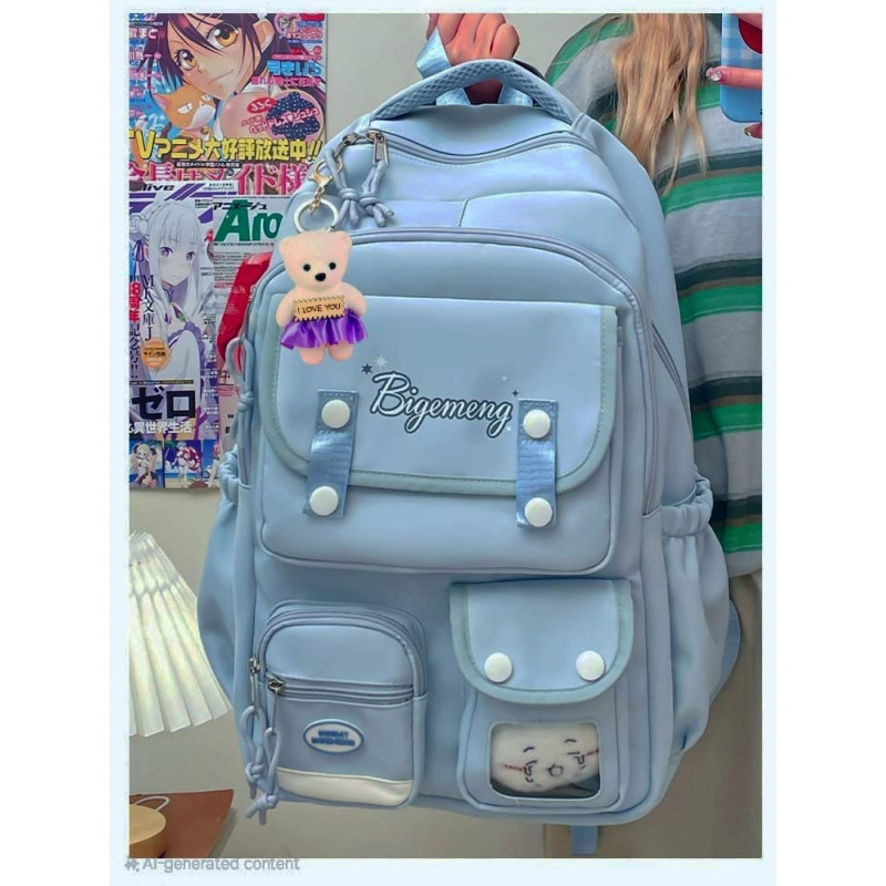 কোরিয়ান স্টাইল স্কুল ব্যাগ School Bag (Sky Blue)