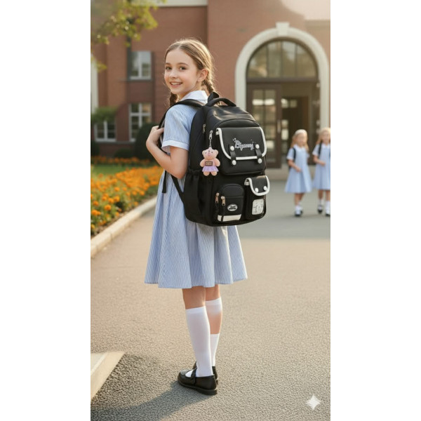 কোরিয়ান স্টাইল স্কুল ব্যাগ School Bag (Black)