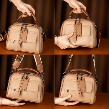 Genuine Soft Leather Handbag(মিষ্টি ব্রাউন কালার)