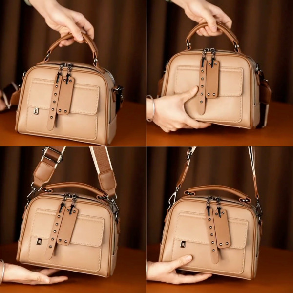 Genuine Soft Leather Handbag(মিষ্টি ব্রাউন কালার)