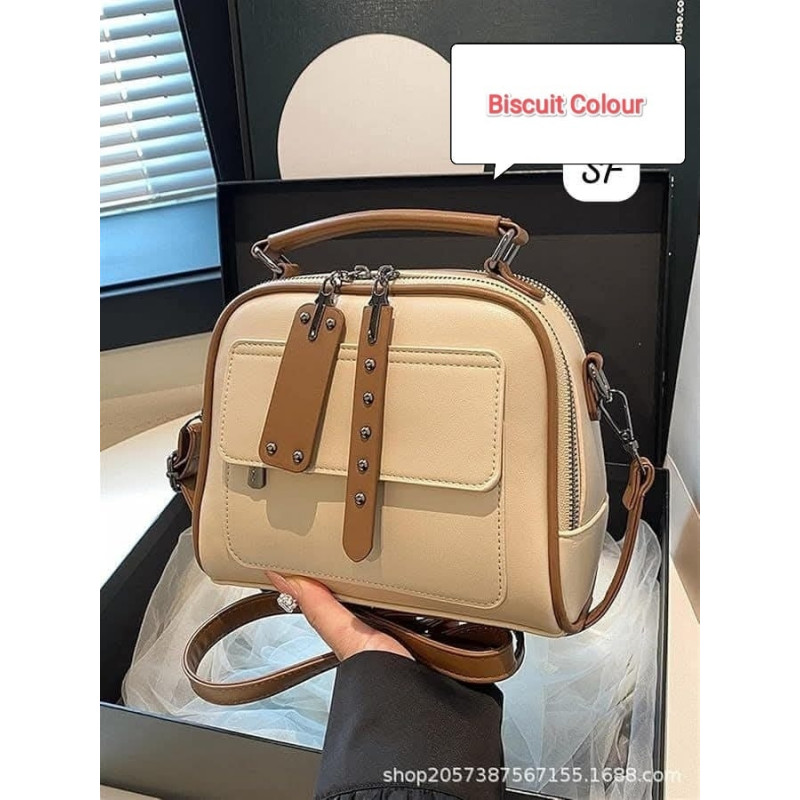 Genuine Soft Leather Handbag ( Biscuit colour )