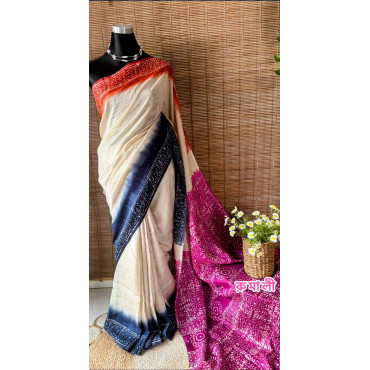 Rayon silk batik sharee 