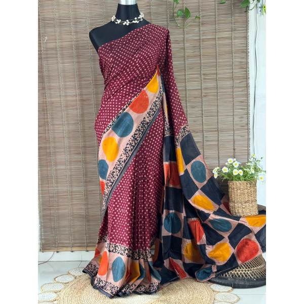 Rayon silk batik sharee