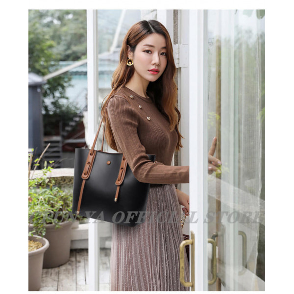 Luxury cow leather Tote bag.(Black colour)