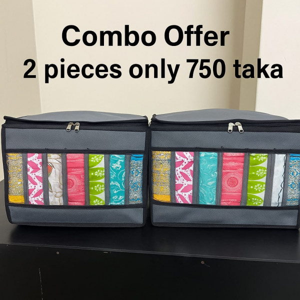  Ash Color 2 Pcs 9 Grid Transparent Cloth Organizer Box