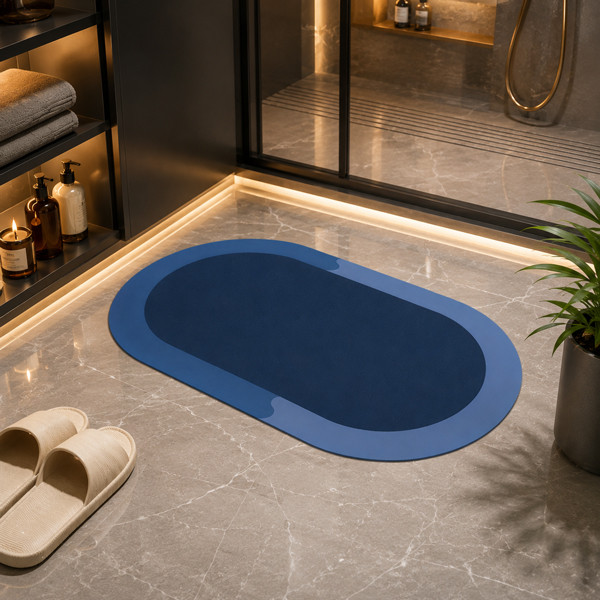 Nonslip Silicone Floor Mat (Round Blue)