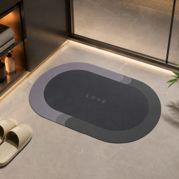 Nonslip Silicone Floor Mat (Round Gray)