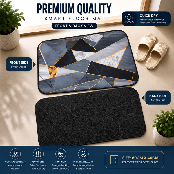 Quick Dry Smart Floor Mat -3 Pieces