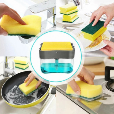 Kitchen Soap Pump Dispenser with Sponge Holder