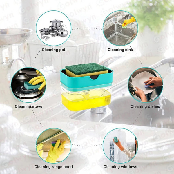 Kitchen Soap Pump Dispenser with Sponge Holder
