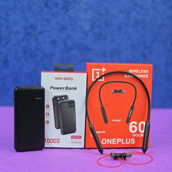 VEN-DENS 10000mAh Super Fast Charging Power Bank. OnePlus Wireless Neckband 