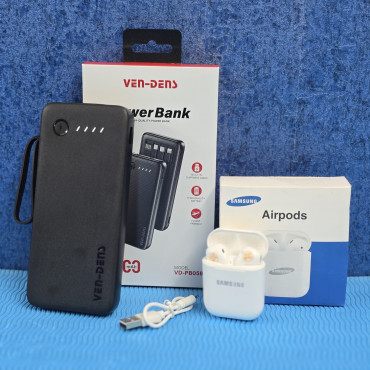 Ven-Dens Power Bank and Samsung Airpods