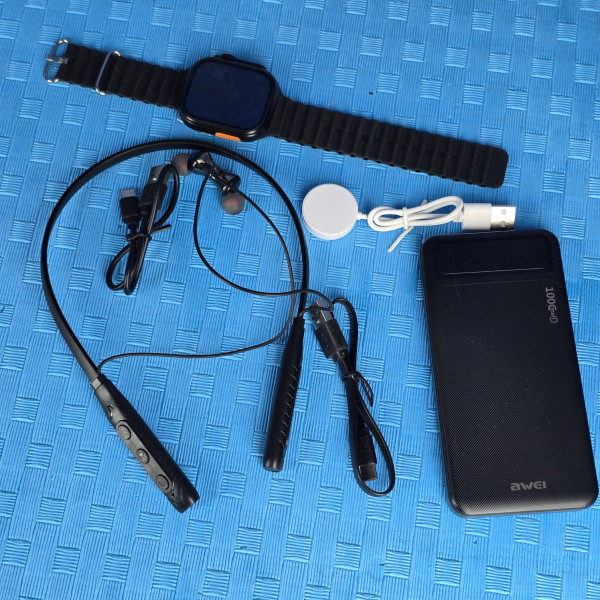 Awei PowerBank ZT Plus 315 Neckband and T900 Ultra Smart Watch 