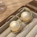 French retro temperament large pearl earrings