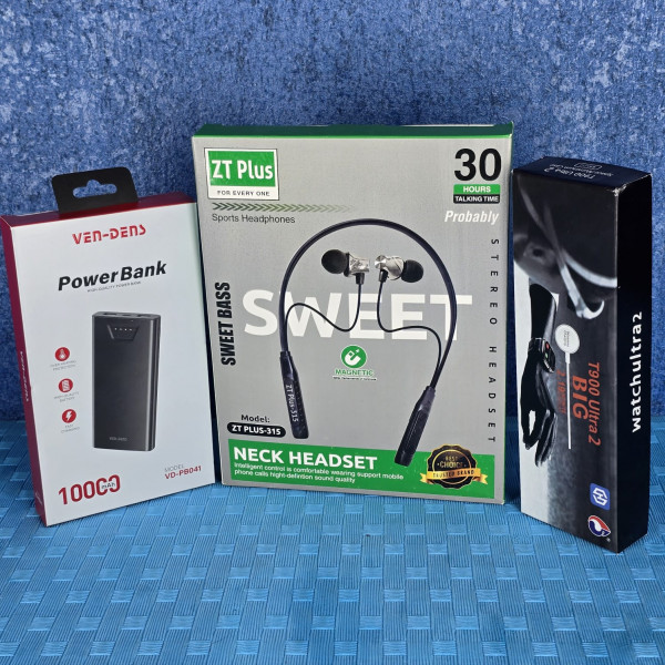Ven Den Powerbank ZTplus 315 Neckband And T900 Ultra Smart Watch