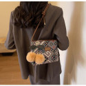 Contrast Checkered Bucket Bag