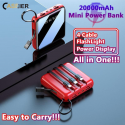 20000 MAH Powerbank With LED Display And All In One Cable Set