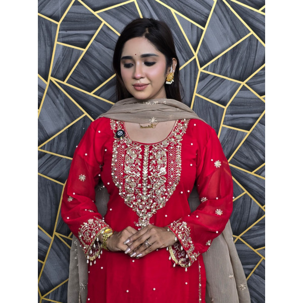 সারারা থ্রি পিস  Red