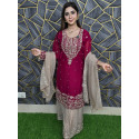 সারারা থ্রি পিস   Maroon