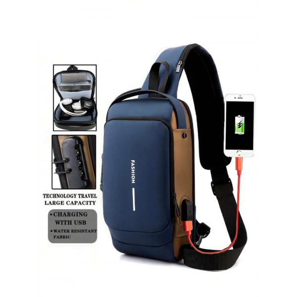 USB charging shoulder bag (black shape +Wallet)