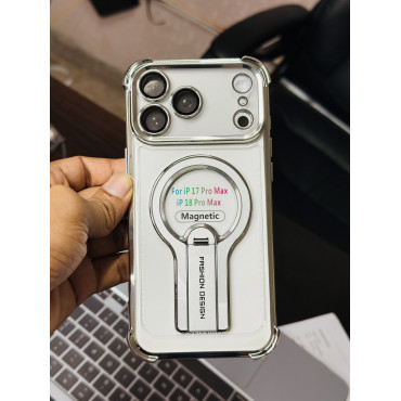Shockproof Reinforced Edge Magnetic Phone Case with 360 Rotatable Aluminum Phone Stand Grip Phone Case