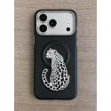 premium leather-texture phone case featuring an elegant embroidered leopard design