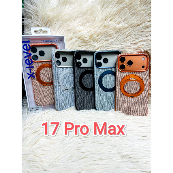 X-Level textured phone cases for the iPhone 17 Pro Max feature a herringbone pattern and a built-in magnetic stand