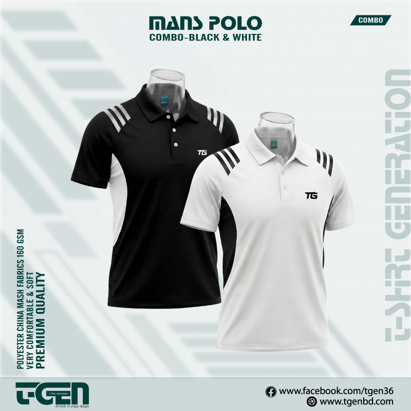 Man's Polo 2 Pcs Combo-Black & White