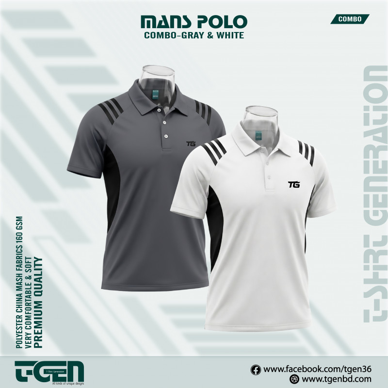 Man's Polo 2 Pcs Combo-Gray & White
