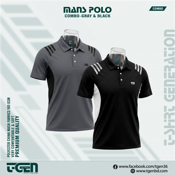 Man's Polo 2 Pcs Combo-Gray & Black
