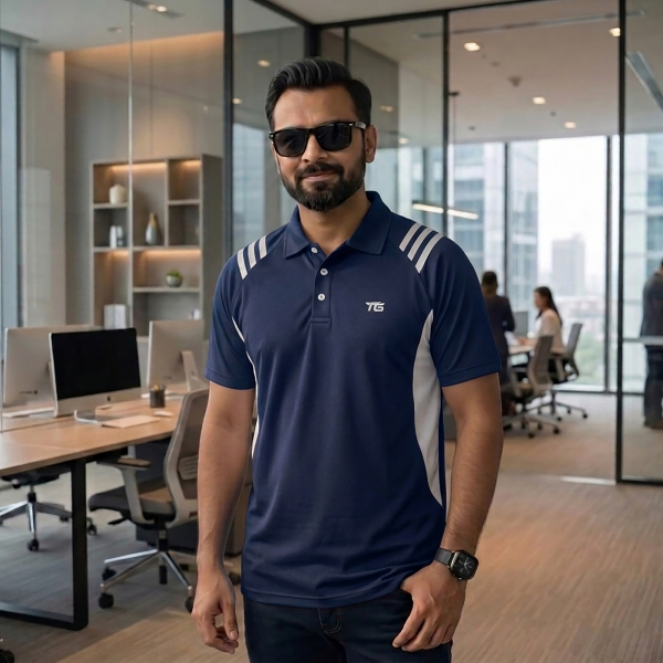 Man's Polo 2 Pcs Combo-Blue & Pest