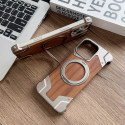 Luxury Walnut Wood Metal Frameless Mobile Phone Case For iPhone
