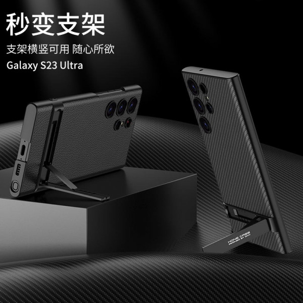 Hard PC Soft TPU Leather Cover with 360° Kickstand Holder For Samsung Galaxy 