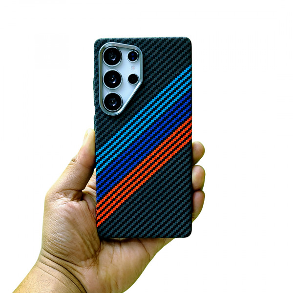 Color Contrast Carbon Fiber Patterned Ultra-Thin Kevlar Magnetic Case For Samsung  Galaxy 