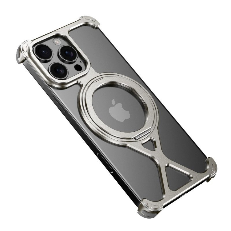 Aluminum Alloy Frameless Case With Rotatable Holder Magnetic Metal Case For iPhone 