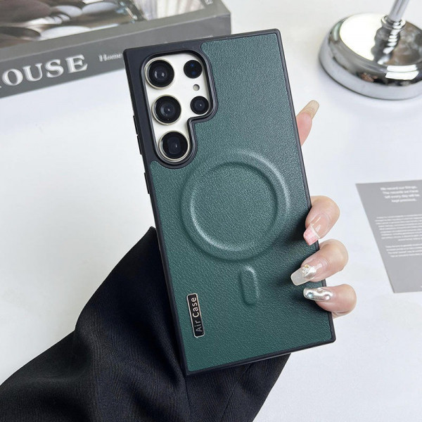 High Quality Hot Contrast Colors Leather Magnetic Charging Mobile Phone Case for Samsung Ultra Series