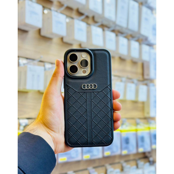 Premium Audi Genuine Leather iPhone Case 12 to 17 Pro Max